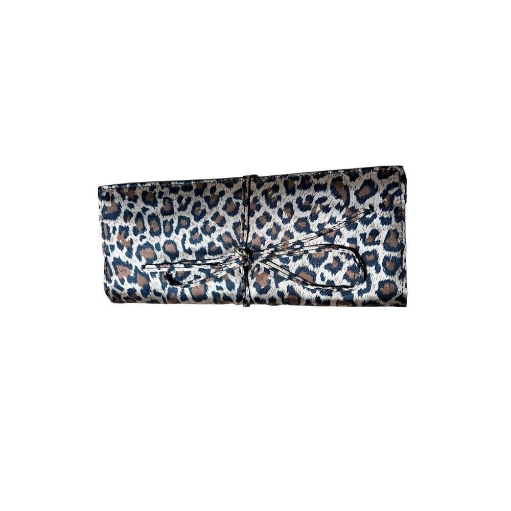 Leopard Print Silky Trifold Jewelry Travel Case - New